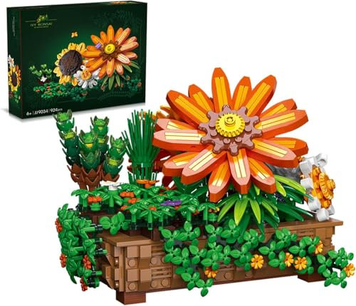 TOY PLAYER Pflanzen Blumen Friends Mini Bauspielzeug Sonnenblume,Kompatibel Mit Lego Flowers klemmbausteine Bonsai Baustein Geschenk für Mädchen 6-12 und Erwachsene Bausteinen deko