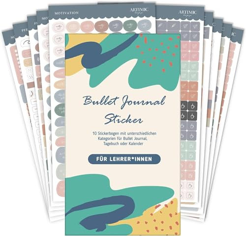 Bullet Journal Sticker Set, 10 Blätter/1000 Aufkleber, Kalender Stickers, Aesthetic Planner Stickers, Sticker Set, Kalender Aufkleber für Bullet Journal, Tagebuch & Planner