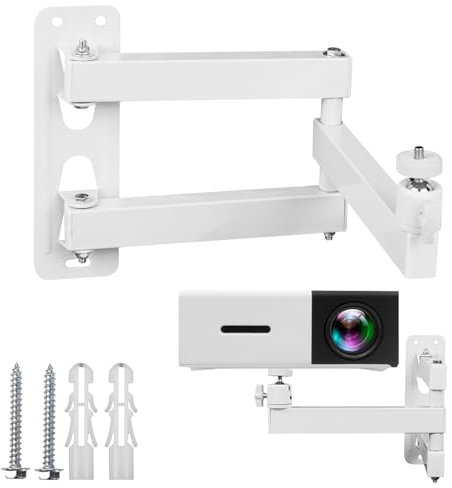 Support de Projecteur, Support Mural de Beamer en Métal, Support de Projecteur Multi Angle Réglable, pour Projecteurs et les Supports de Surveillance, avec Interface à Vis 1/4 Pouce et Bras Articulé