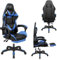 A.M.C. Sedia da Gaming Reclinabile, Poltrona Ufficio girevole, con rotelle, ergonomica, poggiatesta e cuscino lombare, Portata: 125kg (BLU)
