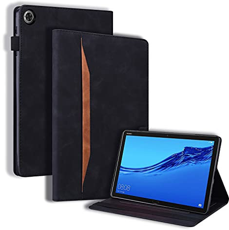 Mldjomid Funda Compatible con Huawei MediaPad M5 Lite/Honor Pad 5 8.0 2019 Protectora Carcasa con Función de Soporte PU Flip Tableta Cover Case para Honor Pad 5 8/Huawei MediaPad M5 Lite 8, Negro
