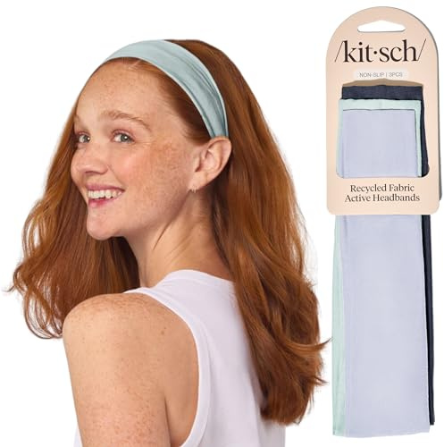 Kitsch Breite Stirnbänder für Frauen – modisches Sport-Stirnband für Workout, Yoga, Fitnessstudio, Laufen | Dehnbare Haar-Accessoires, 3 Stück – Garden Bouquet