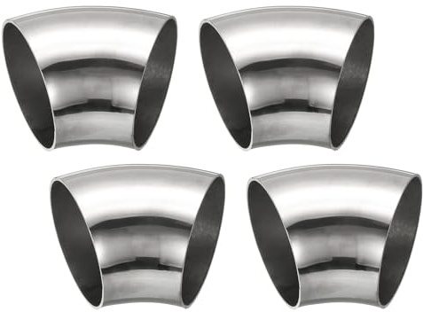 PATIKIL 4Pz 45 Gradi Gomito di Scarico Raccordi per Tubi 60mm OD | Gomito di Scarico in Acciaio, Connettore per Tubi Acciaio Inossidabile 304, per Tubazione Corrimano Scale HVAC