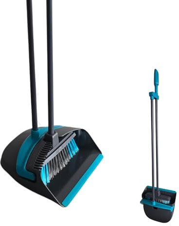 3 PAGEN® Besen und Kehrschaufel Set mit langem Stiel, Standbesen mit Kehrschaufel für die Bodenreinigung, leichtes Kehr-Set mit langem Griff für den Innen- und Außenbereich, Länge 93 cm
