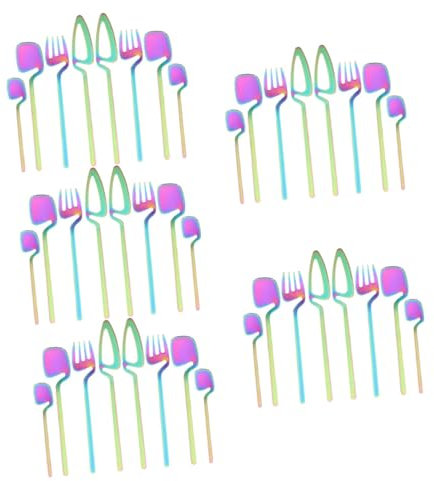 MAGICLULU 10 Sätze Besteckset Teilig Spülmaschinenfest Essgabeln Teelöffel Salatgabeln für Familie Restaurant Platzsparendes Design mit Aufhängemöglichkeit Langlebig