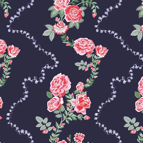 G&B Cath Kidston Rose Flutter Navy Wallpaper