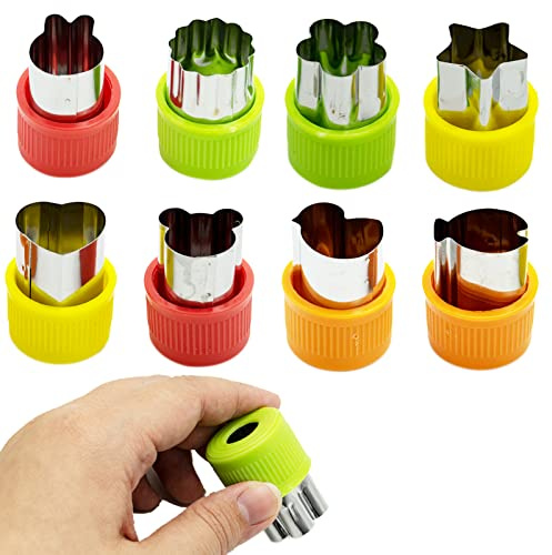 8 Pcs Emporte-pièce Légumes, Mini Emporte-pièce Fruits en Acier Inoxydable,Coupe-Légumes Ensemble avec, avec 1 Brosse de Nettoyage