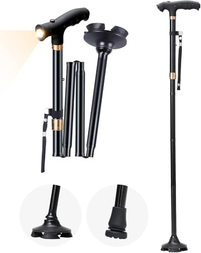 Sinocare Bastones Caminar Extensibles Hombres Mujeres Mayores | Bastón Aluminio Ligero Extensible (83-95cm) Base Giratoria 360° Antideslizante Capacidad 113kg Trekking Negro