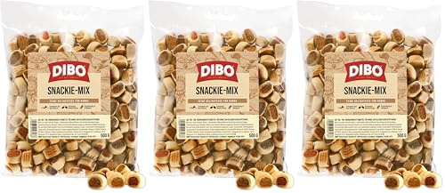 Snackie-Mix, 500g-Beutel, Backwaren als gesunde, natürliche Ernährung für Hunde von DIBO, Hundefutter, Barf, B.A.R.F., Leckerli, Hundekekse (Packung mit 3)