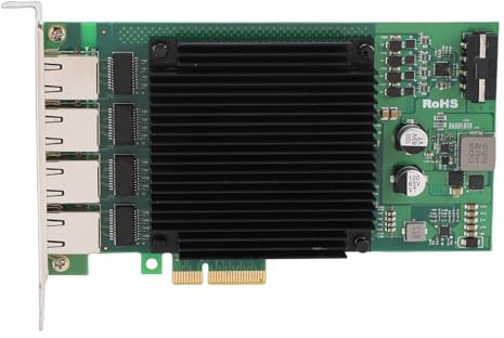 Plyisty 4 Port PoE PCIe Network Card, I226 Main Control Chip, 2.5G Gigabit Ethernet Card with Efficient Heat Dissipation and Low Latency