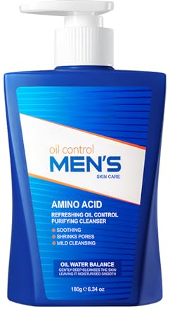 Männer Aminosäure Gesichtsreiniger, Ölkontrollierendes Waschgel, Frischender Gesichtsreiniger, Porentief Reinigender Cleanser, Hyaluron & Niacinamide Reiniger, Sanftes Männer Waschgel 180g