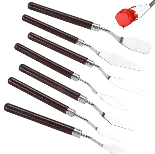 Simsky 7 Stück Malmesser Set, Spachtel Acrylmalerei Palettenmesser, Malspachtel Acryl, Farbspachtel, Malzubehör zum Ölgemälde, Gouache