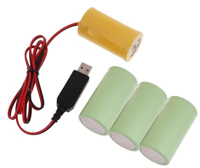 EMASDGEY Eliminadores de batería falsa USB a LR20 D, cable de alimentación de batería falsa, reemplaza 4 pilas LR20 D de 1,5 V, termómetros digitales