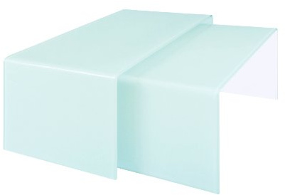 Premier Housewares Nested Coffee Tables with White Bent Glass, Set of 2, 42 x 85 x 50 cm