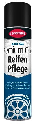 Caramba Premium Care Reifen Pflege, Reinigung und Schutz von Autoreifen, Gummi und Kunststoff, Reifenglanzspray, Farbvertiefend und Regenfest, 400 ml