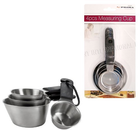 4PC Stainless Steel Measuring Cup Set Kitchen Utensil Grip Scoop Baking Tool New