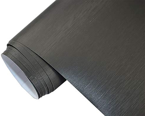 Neoxxim 9€/m2 Premium - Auto Folie - GEBÜRSTET Aluminium SCHWARZ Brushed 700 x 150 cm - blasenfrei Lackfolie dehnbar Möbelfolie