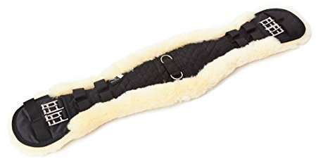 Engel Reitsport | Lammfell Sattelgurt Dressur Kurzgurt Konturgurt EGURT-75-SCH-MED schwarz/med. 30 75cm