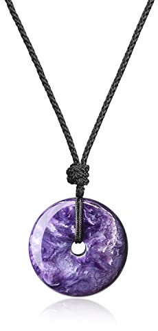 COAI Geschenkideen Glückskette Kreisring Anhänger aus Charoite Halskette für Damen und Herren