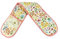 Flower BEE Happy Cream Pink Blue Orange Quilted 100% Cotton Double Oven Glove