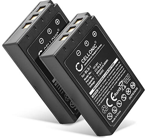 CELLONIC, Akku für Kamera, kompatibel mit Olympus Pen E-PL1, E-PL7, BLS-1, E-450, E-420 (7.4V, 900mAh) 2 Stück