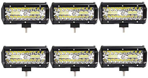 6X 120W LED Arbeitsscheinwerfer Off-Road Scheinwerfer Bar Fernlicht 12V-24V Reflektor Lampen IP67 Wasserdicht Zusatzscheinwerfer Flutlicht für Auto Jeep Traktor SUV