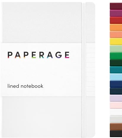 PAPERAGE Taccuino a righe diaro, Copertina Rigida, Medio 5.7 X 8 pollici, Carta spessa da 100 g/m². Utilizzare per ufficio, casa, scuola o lavoro (Bianca Righe)