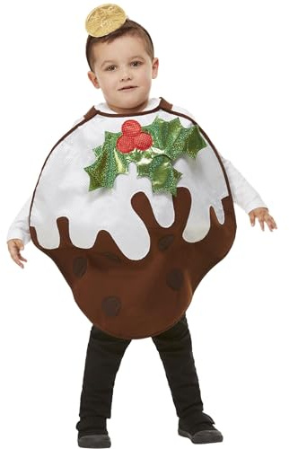 Smiffys Glitter Christmas Pudding Toddler Tabard & Headband, Christmas Children's Fancy Dress, Xmas Dress Up Costumes