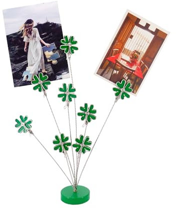 TFu 8 Rami Albero genealogico Supporto per Foto e Biglietti di Auguri di Natale 10 inch Trifoglio Verde.