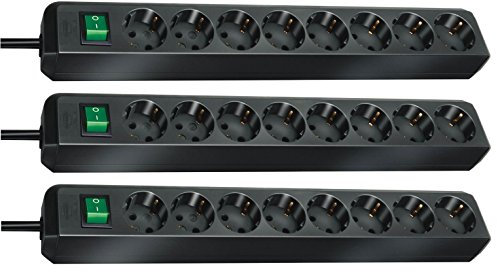 Brennenstuhl Regleta Eco-Line de 8 enchufes (3 piezas).