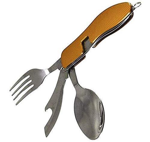 Lovelegis Set de Couverts de Camping Pliables Voyage extérieur Couleur Jaune Fourchette Couteau cuillère Accessoires utiles pour Excursions Pique-Nique idée Cadeau Anniversaire Noël