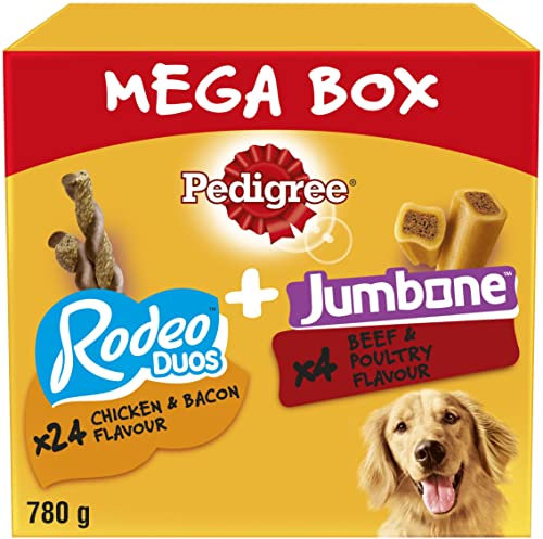 Pedigree Rodeo Duos & Jumbone Medium Dog Treats in Mega Box - Multi Mix, 780g Chews (Pack of 1)