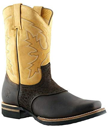 Grinders Frontier Stivaletti Chelsea Unisex con Punta Quadrata di Pelle Marrone Chiaro 6