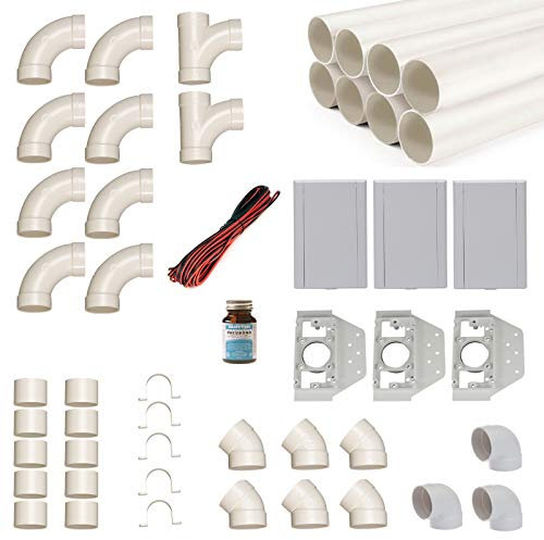 crossvac Aspiradora central para 3 tomas de succión con tubos, accesorios y demás – Kit de montaje DIY para sistema de aspiradora, caja de aspiración VacuValve, rectangular, color blanco
