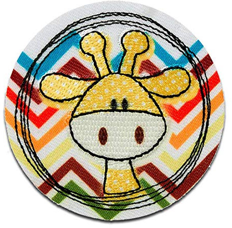 Giraffe Kopf Tier - Aufnäher, Bügelbild, Aufbügler, Applikationen, Patches, Flicken, zum aufbügeln, Größe: 5,9 x 5,9 cm