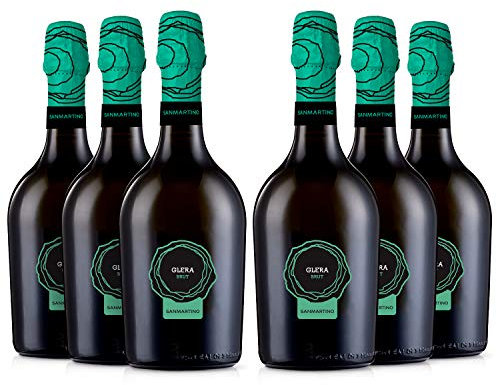 SAN MARTINO VINI Glera Spumante Brut, 6 Bottiglie di Vino x 750 ml, Gusto Fruttato, Ideale per Aperitivi e Piatti di Pesce Crudo e Crostacei, 11% Vol