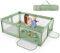 COSTWAY 205 x 147cm Laufstall Baby faltbar, Laufgitter mit 50 Bällen, 2 Türen, atmungsaktivem Netz & Reißverschluss, Laufgitterzelt für Säuglinge & Kleinkinder (Grün, Ohne Matratze)
