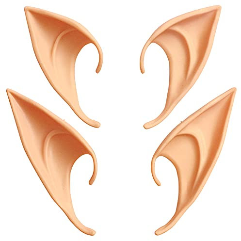 dnuoi Latex Elfenohren 2 Stück Waldfee Pixie Fairy Damen Herren Cosplay Zubehör für Halloween Anime Schmuck Romance Kostümparty Maskerade, Kinder Erwachsene verkleiden Sich weiche Requisiten