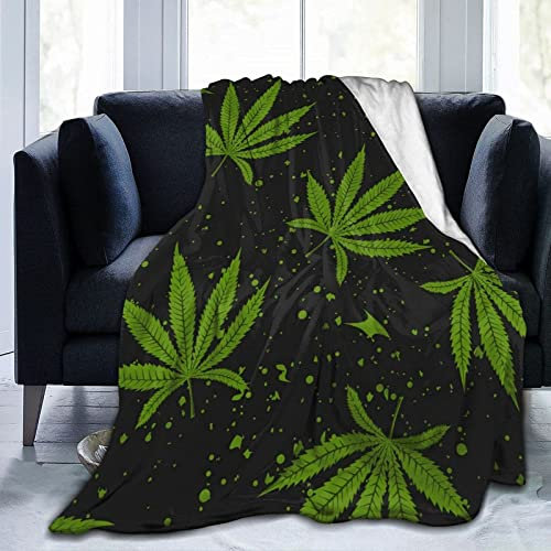 Decke Green Weed Leaf Warm Flanell Fleece Plüsch Sofadecke Als Tagesdecke/Decke/Bettdecke/Bettlaken 200 X 150 cm