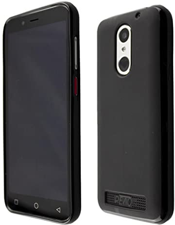 caseroxx Schutzhülle für PEAQ PSP 400 in schwarz – Flexibles TPU-Case aus stoßfestem Gummi, passgenaue Handy-Tasche mit Kantenschutz & rutschfestem Grip
