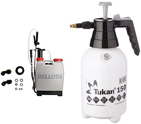 Bellota 3710-16 - Pulverizador Con Mochila, 16 Litros + Tukan 150, Pulverizador De Presión De 1,5 Litros Con Boquilla De Latón Ajustable Y Válvula De Presión