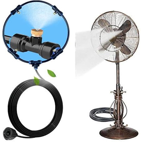 Kit de système de refroidissement de ventilateur brumisateur pour terrasse extérieure, ventilateur de brumisation pour refroidissement extérieur, brumisateur d'eau d'été pour plantes (40,6 cm)