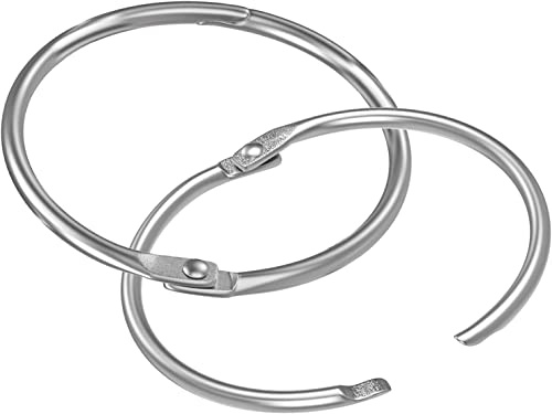 Heavy Duty Nickel Plated Metal Hinged Jailers Key Ring Book Leaf Binder - Large 60mm Diameter Hinged x 10 Units