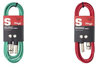 Stagg 3m XLR to XLR Microphone Cable - Black & Red