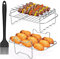 2 Pcs Air Fryer Rack for Ninja Dual Zone, Air Fryer Accessories, Stainless Steel Grill Rack with Skewers, Oil Brush Compatible with Ninja AF300UK/AF400UK, Tower, Salter and Other Dual Zone​