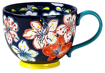 1 tasse en céramique de 500 ml personnalisée peinte à la main tasse à eau créative haute valeur en relief tasse de grande capacité pour petit déjeuner lait adapté pour les tasses de petit déjeuner
