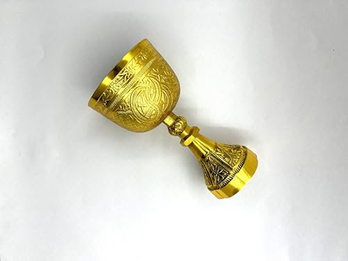 Morcomart Kelch zur Heiligen Kommunion, aus Messing, schwerer Boden, Weinkelch, Arthur King Kelch, mittelalterlich inspiriertes Trinkgeschirr, Kelch, 1 x Rotgold-Finish, Hochzeit, Weihnachten, Party