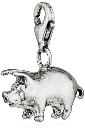 NKlaus Anhänger schlüsselanhänger schwein silber, für Damen, 1 Stück | 925 Silber; 925 Sterlingsilber; Gewicht: 5,28g; 14x17mm; 5,28g