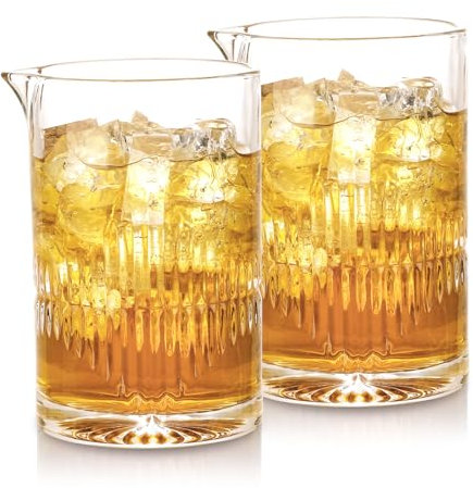 VanEnjoy Set of 2 20oz Crystal Cocktail Mixing Glass Cocktail Pitcher, Cocktail Stirring Glass Old Fashioned Kit for Bartenders