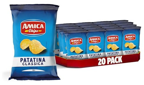AMICA Chips | La Patatina Classica Originale, Snack Senza Glutine, Con Olio di Semi di Girasole, 20 pezzi x 100 gr